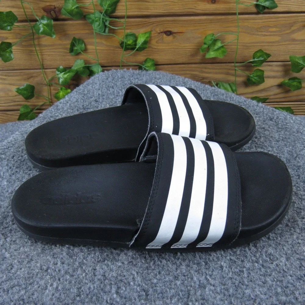 Adidas Adilette Slides Men's 6 Black‎ White Sport Comfort Slip-On Sandals